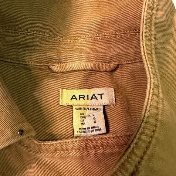 Ariat Women’s Brown Studded Canvas Vest L Western Workwear Utility Frayed Sleeve - Picture 6 of 7